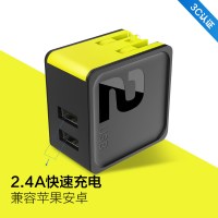ROCK洛克旗舰店苹果11快充18w充电器头iphone手机9v2A插头双usb通用viv|[黑色*双口]2.4A快充版