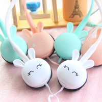 创意头戴式耳机 女生可爱萌 糖果色兔耳朵 线控带麦 手机电脑通用
