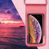 手机防水袋 潜水套 外卖触屏温泉游泳保护套苹果华为vivooppo通用|版[四重防水]玫红 [配送挂绳+臂带]