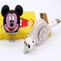 卡通可爱发光手机充电器苹果5/6/7数据线OPPO小米华为安卓通用|米奇(充电头+安卓线) 1m