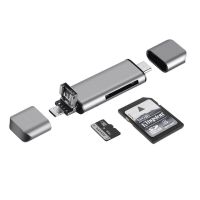 () 手机读卡器内存卡多功能 sd/tf卡 otg转接头安卓|深空灰USB2.0
