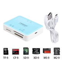 品胜读卡器多合一万能|[多功能读卡器二代]蓝色可读SD+TF+CF+MS+M2+XD卡(分线式USB接口) USB3.0