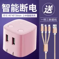 公牛手机充电器多口双usb快充苹果x安卓华为插头防过充通用|[充满自动断电]茱萸粉[12W快充]-送一拖三数据线