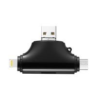 苹果手机读卡器iphone/ipad 安卓手机tf卡读卡器type-c手机读卡器|苹果/安卓/电脑四合一读卡器黑