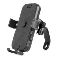 自行车电动踏板摩托车用手机导航支架摩旅送外卖专用防水可充电|四边锁【后视镜】黑色