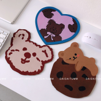 韩国小熊鼠标垫小号简约少女心便携笔记本胶垫可爱电脑鼠标垫防滑