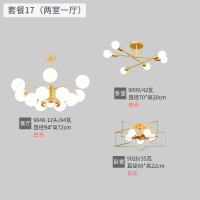 北欧灯具简约现代风格客厅吊灯led餐厅卧室灯饰全屋套装套餐组合|套餐17[两室一厅]白光