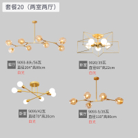 北欧灯具简约现代风格客厅吊灯led餐厅卧室灯饰全屋套装套餐组合|套餐20[两室两厅]白光