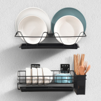 放碗架沥水架壁挂式免打孔碗碟架墙上厨房置物架碗筷盘子收纳挂架