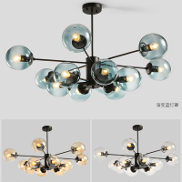 北欧魔豆吊灯客厅卧室餐厅书房吊灯后现代玻璃圆球灯具led光源