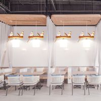 北欧创意小鸟餐厅吊灯三头led简约现代饭厅实木茶室餐桌吊灯具