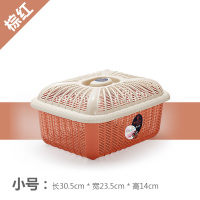 家用圆形带盖沥水篮子厨房塑料洗菜蔬果筛碗筷滤水篮鸡蛋篮保洁蓝|小号[棕红]长方形