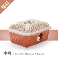 家用圆形带盖沥水篮子厨房塑料洗菜蔬果筛碗筷滤水篮鸡蛋篮保洁蓝|中号[棕红]长方形