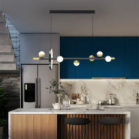 现代轻奢餐桌长条灯北欧魔豆灯创意个性餐厅吧台网红玻璃泡泡吊灯