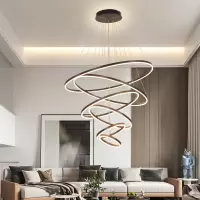 客厅吊灯现代简约大气轻奢网红大厅环形北欧led餐厅复式楼大吊灯
