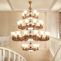 复式楼客厅欧式别墅大吊灯楼中楼酒店大厅楼梯灯卧室餐厅中空灯具