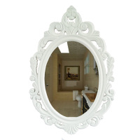 欧式浴室卫生间洗手台镜美容院床头雕花镜复古梳妆台镜子壁挂墙仿|A白色 大号