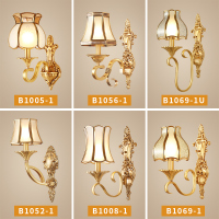 欧式壁灯全铜灯卧室床头灯电视背景墙镜前灯简约现代客厅过道壁灯