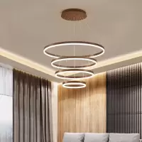 客厅吊灯北欧现代简约复式别墅金色咖色环形圆圈led餐厅吊灯