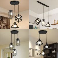 北欧餐厅灯方框吊灯餐吊灯三头现代简约吧台创意饭厅灯个性餐桌灯