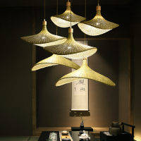 新中式竹艺竹编吊灯禅意茶室民宿装饰日式灯具餐厅楼梯草帽灯吊灯