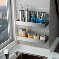 不锈钢厨房调料架壁挂置物架用品家用大全调味品收纳架免打孔挂架