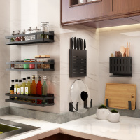 厨房置物架壁挂式家用调味料用品大全挂架刀架厨具免打孔收纳架子