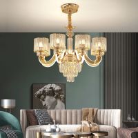 客厅吊灯简约现代轻奢吊灯水晶灯大厅餐厅灯卧室家用发光灯臂吊灯