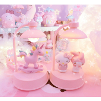 梦幻独角兽夜灯音乐盒软萌桌面摆件装饰美乐蒂小台灯卧室床边夜灯