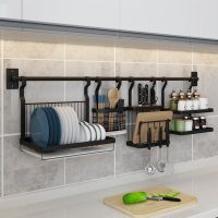 不锈钢厨房置物架壁挂免打孔调味品料收纳架碗架沥水用品厨具挂架