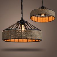 北欧餐厅吊灯loft工业风复古创意酒吧台火锅店简约个性麻绳吊灯