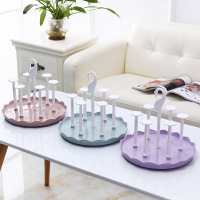 玻璃杯架旋转茶杯收纳防尘沥水架子倒挂放杯子置物架客厅水杯托盘