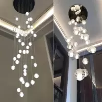 复式楼梯长吊灯北欧餐厅水晶灯loft后现代跃层灯具别墅楼梯间吊灯