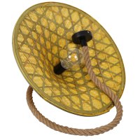 斗笠灯草帽灯火锅店灯具个性创意吊灯麻绳灯麻绳吊灯复古美式