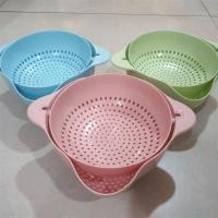 双层多用360旋转沥水篮创意家用多层塑料网格水果篮厂家直销|北欧粉+星际蓝