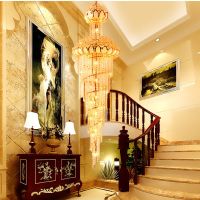 欧式复式楼大吊灯楼中楼客厅水晶吊灯别墅酒店大厅楼梯长吊灯