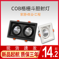 led格栅灯双头方形筒灯网格葡萄架铝格栅嵌入式商用斗胆灯cob射灯