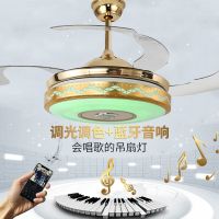 蓝牙音响隐形风扇灯音乐电扇灯餐厅家用客厅卧室灯 带风扇led吊灯