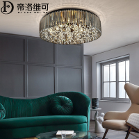 2020年新款水晶灯具现代简约美式客厅大灯吸顶灯房间圆形遥控卧室