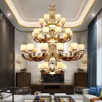 新中式大吊灯别墅中空客厅楼梯复式楼长吊灯中国风酒店大吊灯欧式