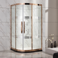 玫瑰金不锈钢简易弧扇形淋浴房隔断家用沐浴房 整体干湿分离浴室