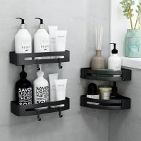 浴室置物架黑色免打孔淋浴房三角篮子厕所壁挂收纳转角架沐浴露架