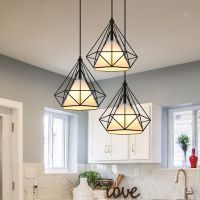 北欧餐厅吊灯单头奶茶店灯具现代简约酒吧台玄关钻石吊灯入户长线