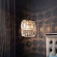 轻奢水晶吊灯玄关吧台现代网红走廊过道灯圆形金色美式床头小吊灯