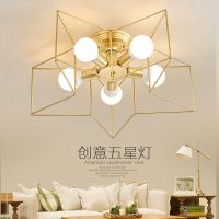 北欧卧室灯ins少女房间走廊浪漫五角星吸顶灯简约现代网红星星灯