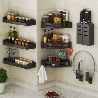 厨房墙角转角三角置物架壁挂式免打孔调味品调料架收纳架挂架家用