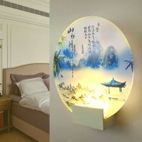 壁灯现代简约卧室床头灯创意个性客厅走廊圆形壁灯亚克力led壁灯