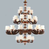 新款复式楼中空大吊灯酒店工程锌合金吊灯轻奢大气新中式客厅吊灯