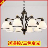 客厅灯美式吊灯带遥控变光卧室房间餐厅吊灯现代简约
