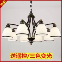 客厅灯美式吊灯带遥控变光卧室房间餐厅吊灯现代简约